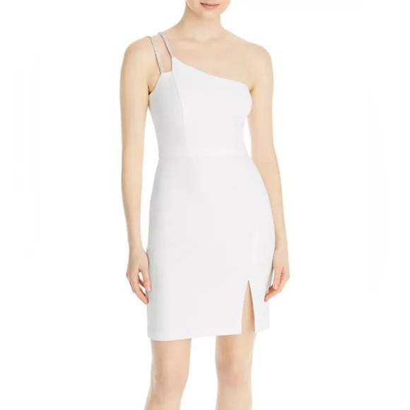 Bloomingdale’s Aqua Asymmetrical Scuba Double Strap Sheath Dress Size 8 NWT $228